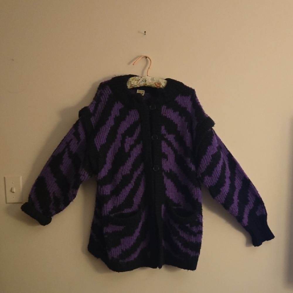 Vintage Purple and Black Sweater - Picture 1 of 4